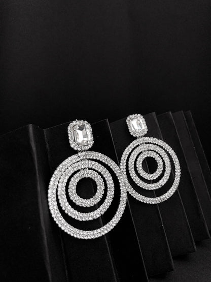 Triple Circle Diamond Drop Earrings