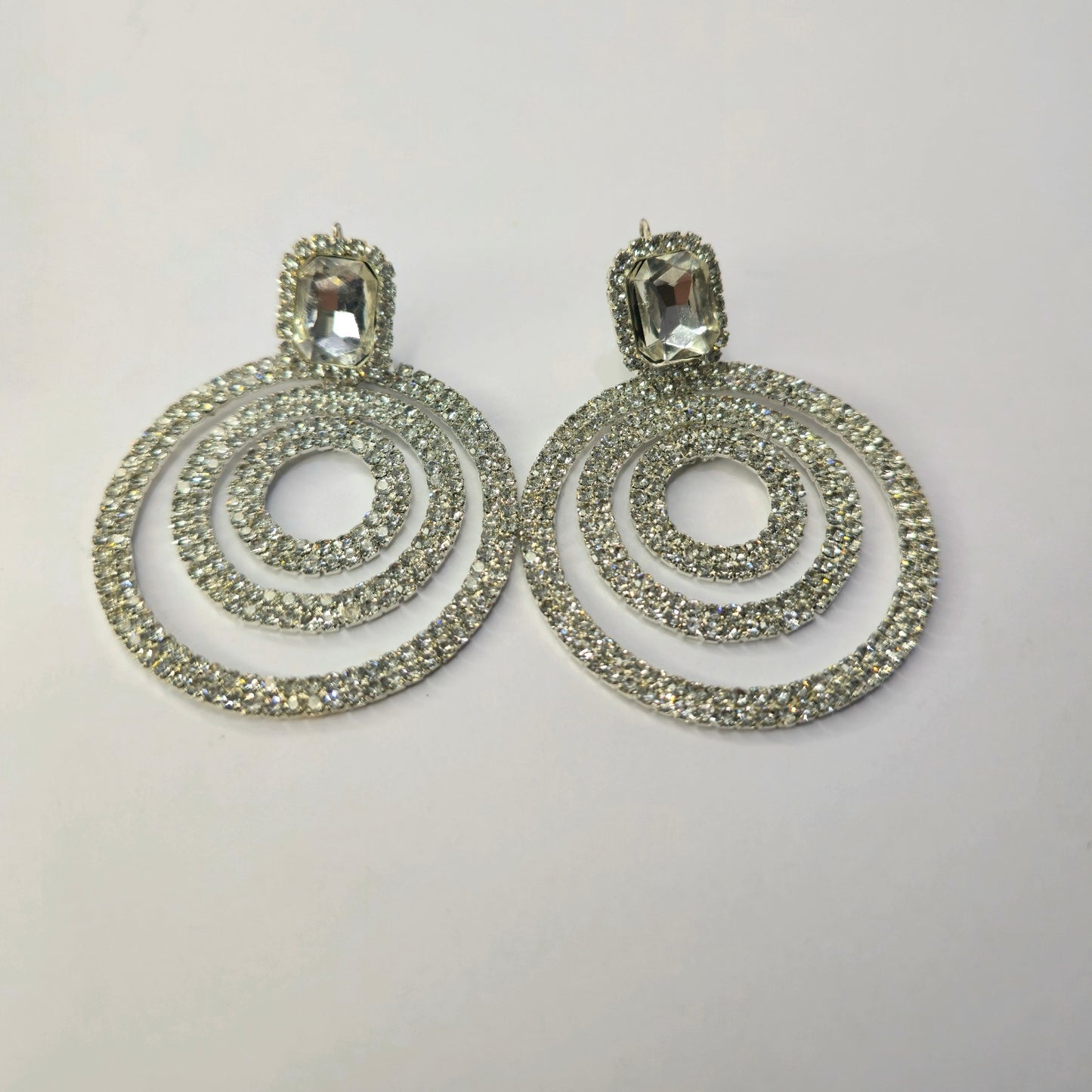 Triple Circle Diamond Drop Earrings