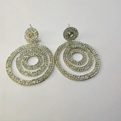 Triple Circle Diamond Drop Earrings